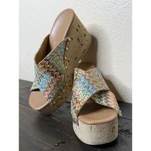 Anna Luisa Womens Capri Wedge Sandals Multicolor Woven Italy Size 10M